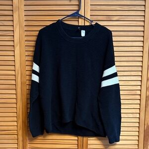 Divided Black and White Striped Sweatshirt